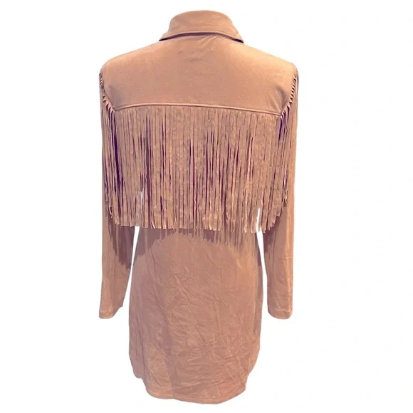 Idyllwind Women's Jonquil Faux Suede Fringe  Shirt Dress Western Cowgirl Tan XS - Picture 12 of 15